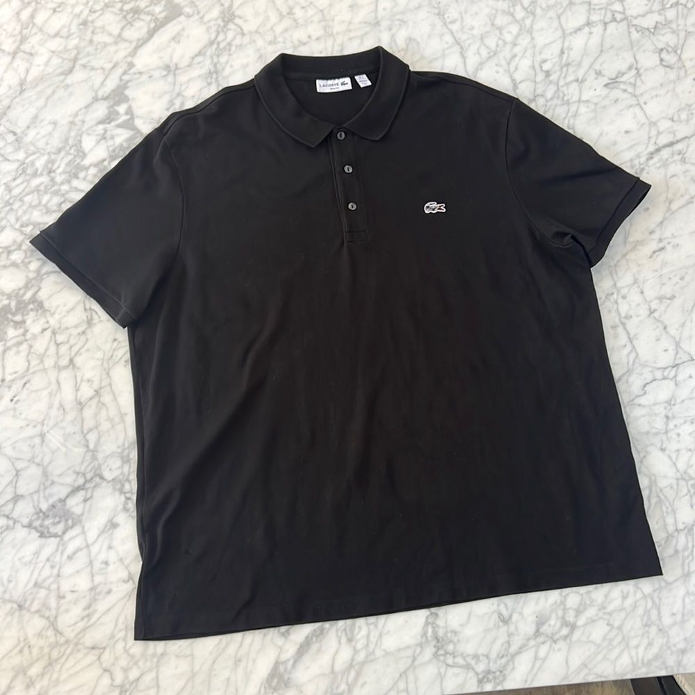 Lacoste Mens Polo Shirt 4XLT Tall Black Cotton Black